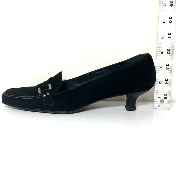 Stuart Weitzman Black Suede Loafers Size 8 1/2 M - Picture 7 of 9